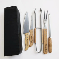 Kit Churrasco Personalizado (5 Peças) Inox Com Estojo