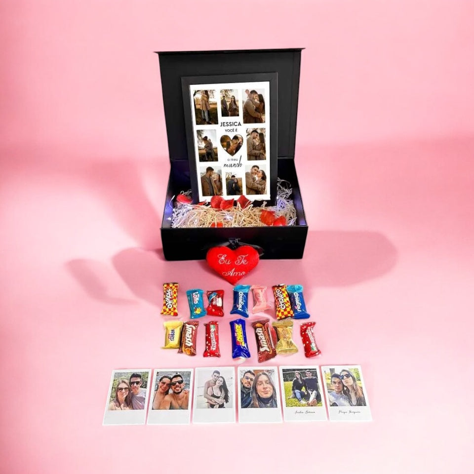 Cesta Romântica 4 + Quadro Casais + 6 fotos